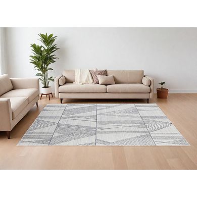HomeRoots Rectangle Abstract Wool Blend Area Rug