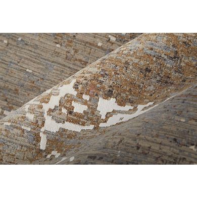 HomeRoots Rectangle Abstract Polyester Area Rug
