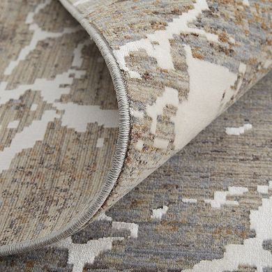HomeRoots Rectangle Abstract Polyester Area Rug