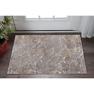 HomeRoots Rectangle Abstract Polyester Area Rug