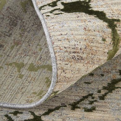 HomeRoots Rectangle Abstract Polyester Area Rug