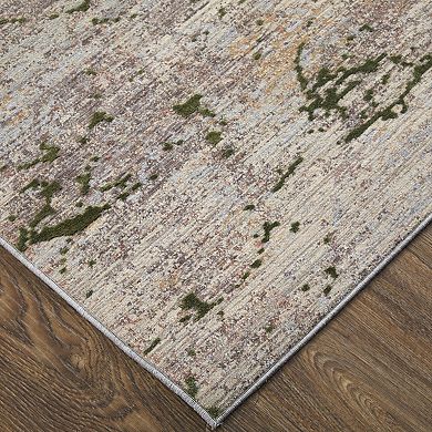 HomeRoots Rectangle Abstract Polyester Area Rug