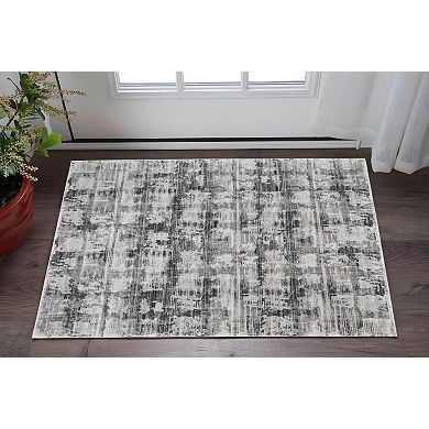 HomeRoots Rectangle Abstract Polypropylene Area Rug