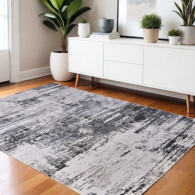 HomeRoots Rectangle Abstract Polypropylene Area Rug