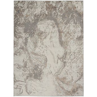 HomeRoots Rectangle Abstract Polypropylene, Polyester Area Rug