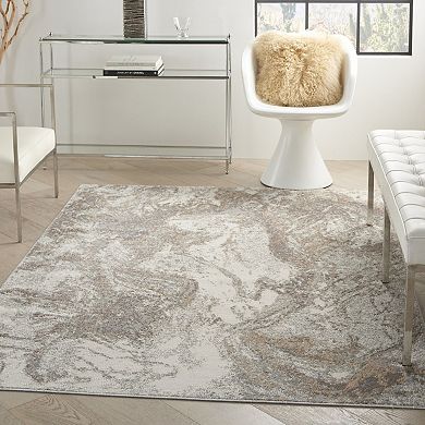 HomeRoots Rectangle Abstract Polypropylene, Polyester Area Rug