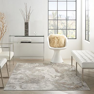 HomeRoots Rectangle Abstract Polypropylene, Polyester Area Rug