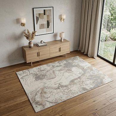 HomeRoots Rectangle Abstract Polypropylene, Polyester Area Rug