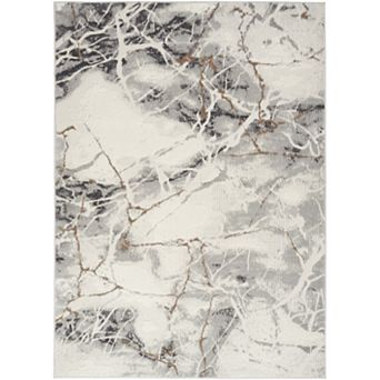 HomeRoots Rectangle Abstract Polypropylene, Polyester Area Rug