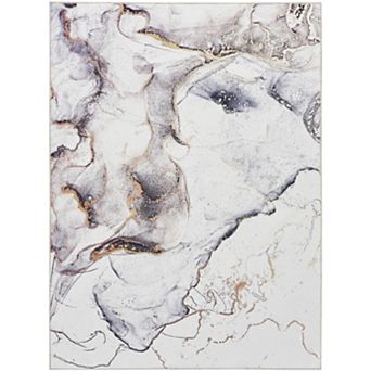 HomeRoots Rectangle Abstract Polyester, Cotton Area Rug