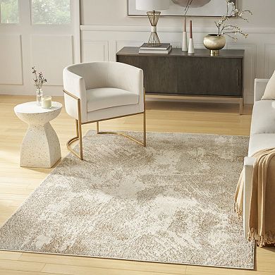 HomeRoots Rectangle Abstract Polyester Area Rug