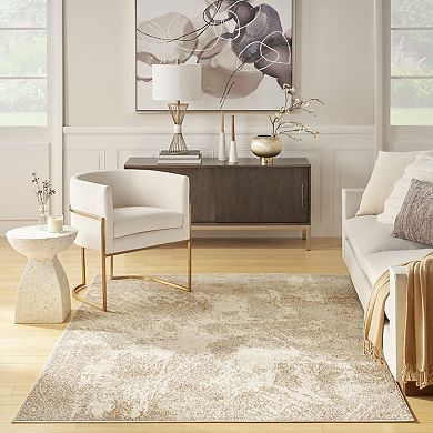 HomeRoots Rectangle Abstract Polyester Area Rug