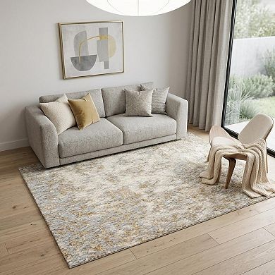 HomeRoots Rectangle Abstract Polyester Area Rug