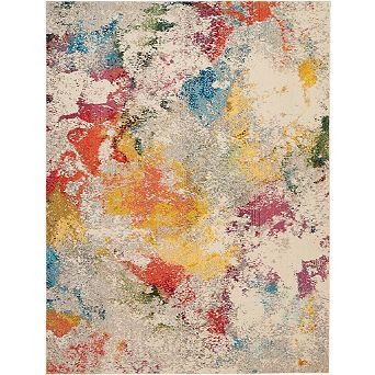 HomeRoots Rectangle Abstract Polypropylene Area Rug