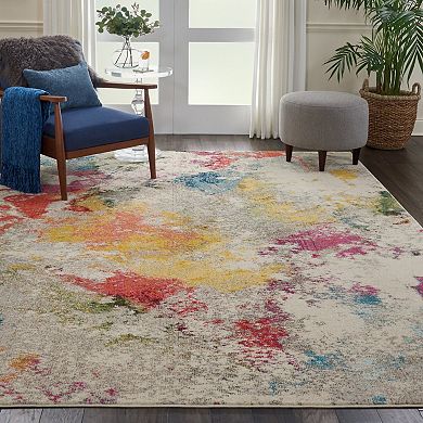 HomeRoots Rectangle Abstract Polypropylene Area Rug