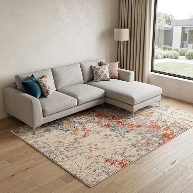 HomeRoots Rectangle Abstract Polypropylene Area Rug