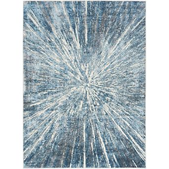 HomeRoots Rectangle Abstract Polyester Area Rug