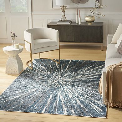 HomeRoots Rectangle Abstract Polyester Area Rug
