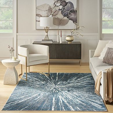 HomeRoots Rectangle Abstract Polyester Area Rug