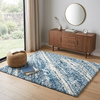 HomeRoots Rectangle Abstract Polyester Area Rug