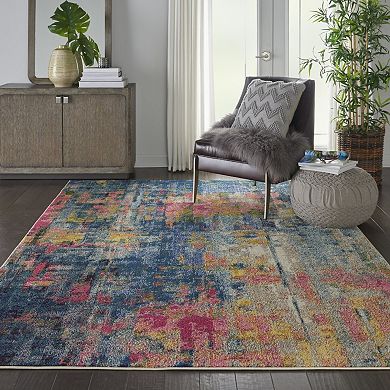 HomeRoots Rectangle Abstract Polypropylene Area Rug