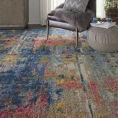 HomeRoots Rectangle Abstract Polypropylene Area Rug