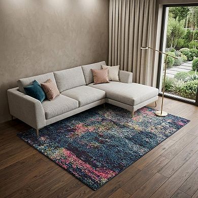 HomeRoots Rectangle Abstract Polypropylene Area Rug