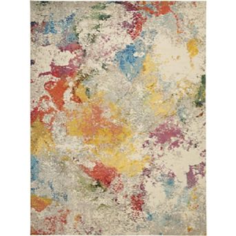 HomeRoots Rectangle Abstract Polypropylene Area Rug