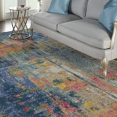 HomeRoots Rectangle Abstract Polypropylene Area Rug