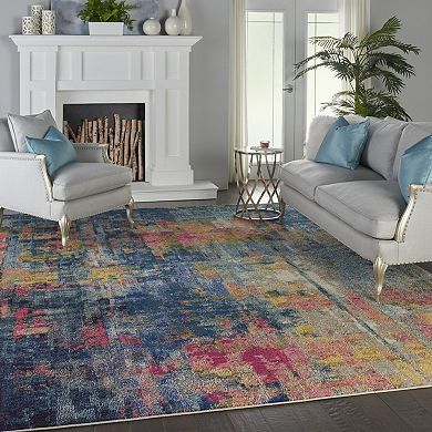 HomeRoots Rectangle Abstract Polypropylene Area Rug