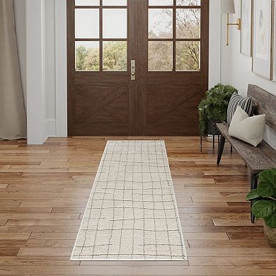 HomeRoots Runner Abstract Polypropylene, Polyester Area Rug