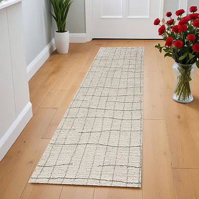 HomeRoots Runner Abstract Polypropylene, Polyester Area Rug