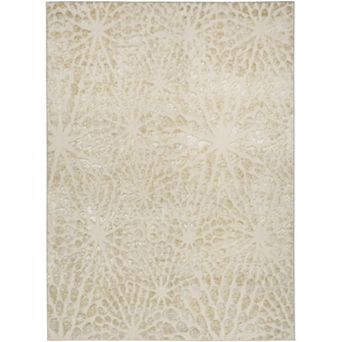 HomeRoots Rectangle Abstract Polyester Area Rug