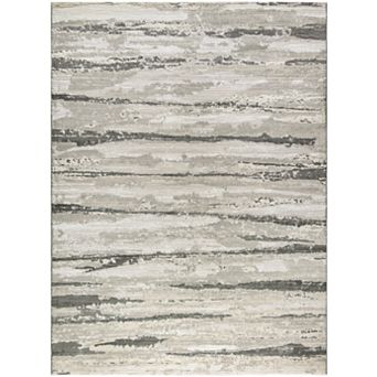HomeRoots Rectangle Abstract Polyester Area Rug