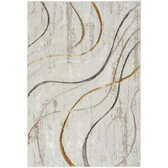 HomeRoots Rectangle Abstract Polyester Area Rug