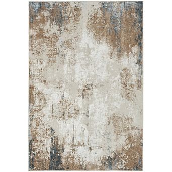 HomeRoots Rectangle Abstract Polyester Area Rug