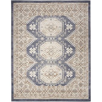 HomeRoots Rectangle Abstract Polyester Area Rug