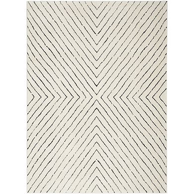 HomeRoots Rectangle Abstract Polyester Area Rug