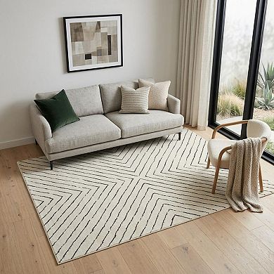 HomeRoots Rectangle Abstract Polyester Area Rug