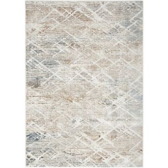 HomeRoots Rectangle Abstract Polyester Area Rug