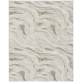 HomeRoots Rectangle Abstract Polyester Area Rug