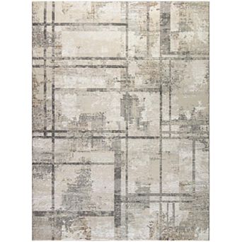 HomeRoots Rectangle Abstract Polyester Area Rug