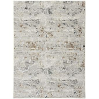 HomeRoots Rectangle Abstract Polyester Area Rug