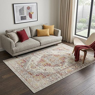 HomeRoots Rectangle Abstract Polypropylene Area Rug