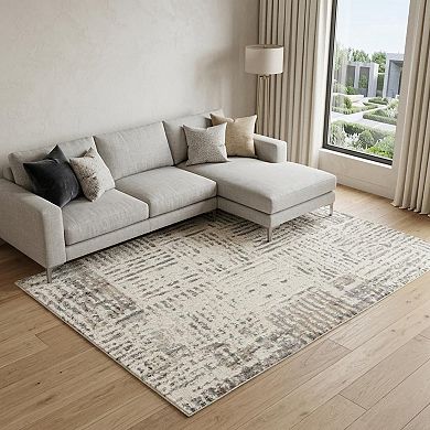 HomeRoots Rectangle Abstract Polypropylene Area Rug