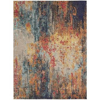 HomeRoots Rectangle Abstract Polypropylene Area Rug