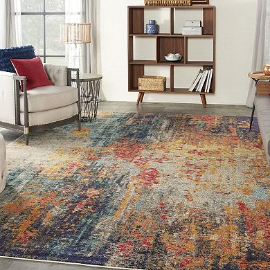 HomeRoots Rectangle Abstract Polypropylene Area Rug