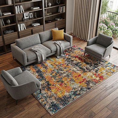 HomeRoots Rectangle Abstract Polypropylene Area Rug