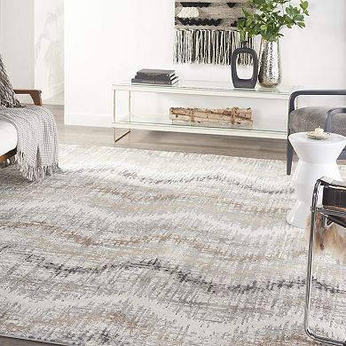 HomeRoots Rectangle Abstract Polypropylene Area Rug