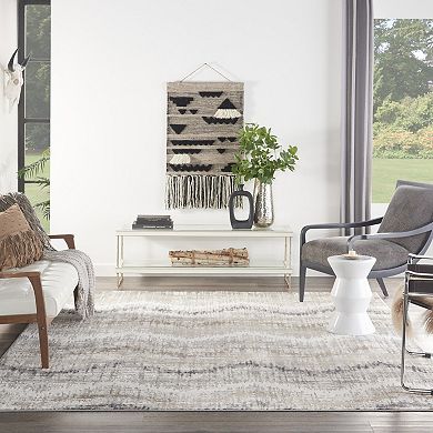 HomeRoots Rectangle Abstract Polypropylene Area Rug